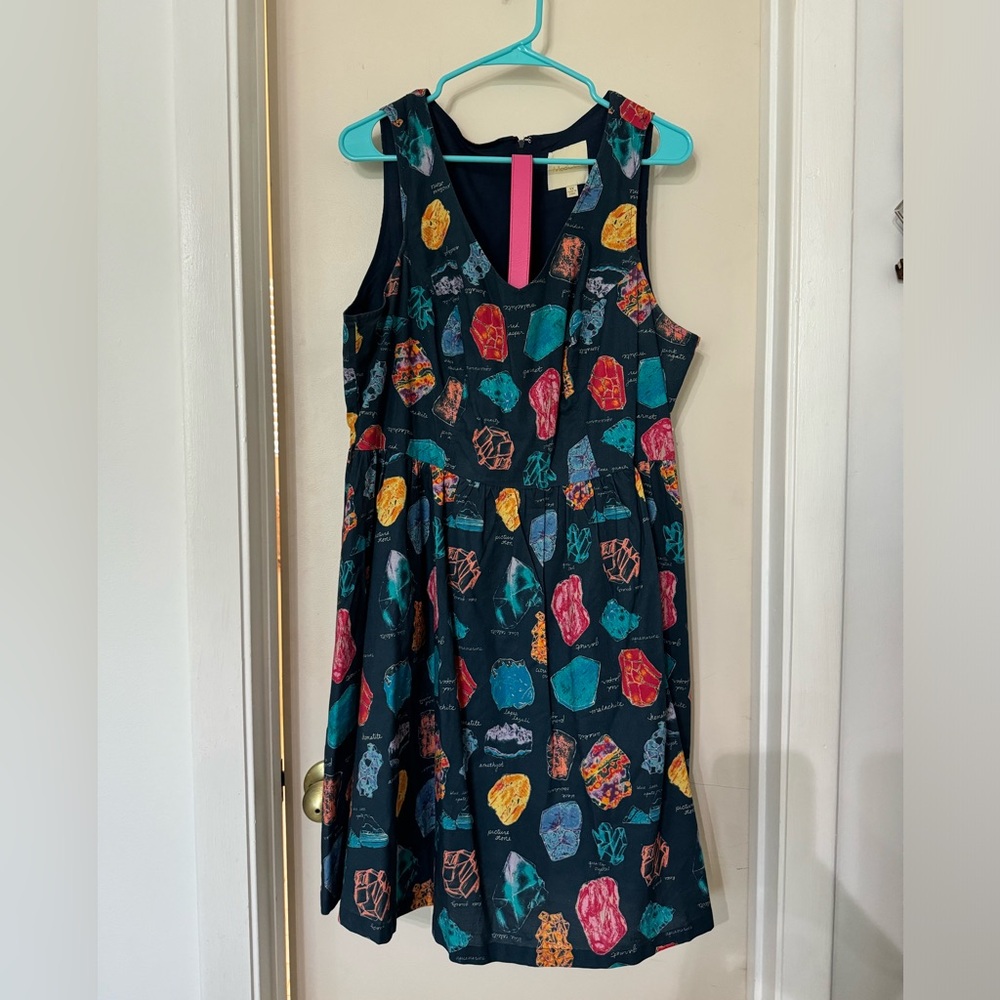 Modcloth Women’s Geology Rocks Sleeveless A Line Dress with Pink Belt Size 1X